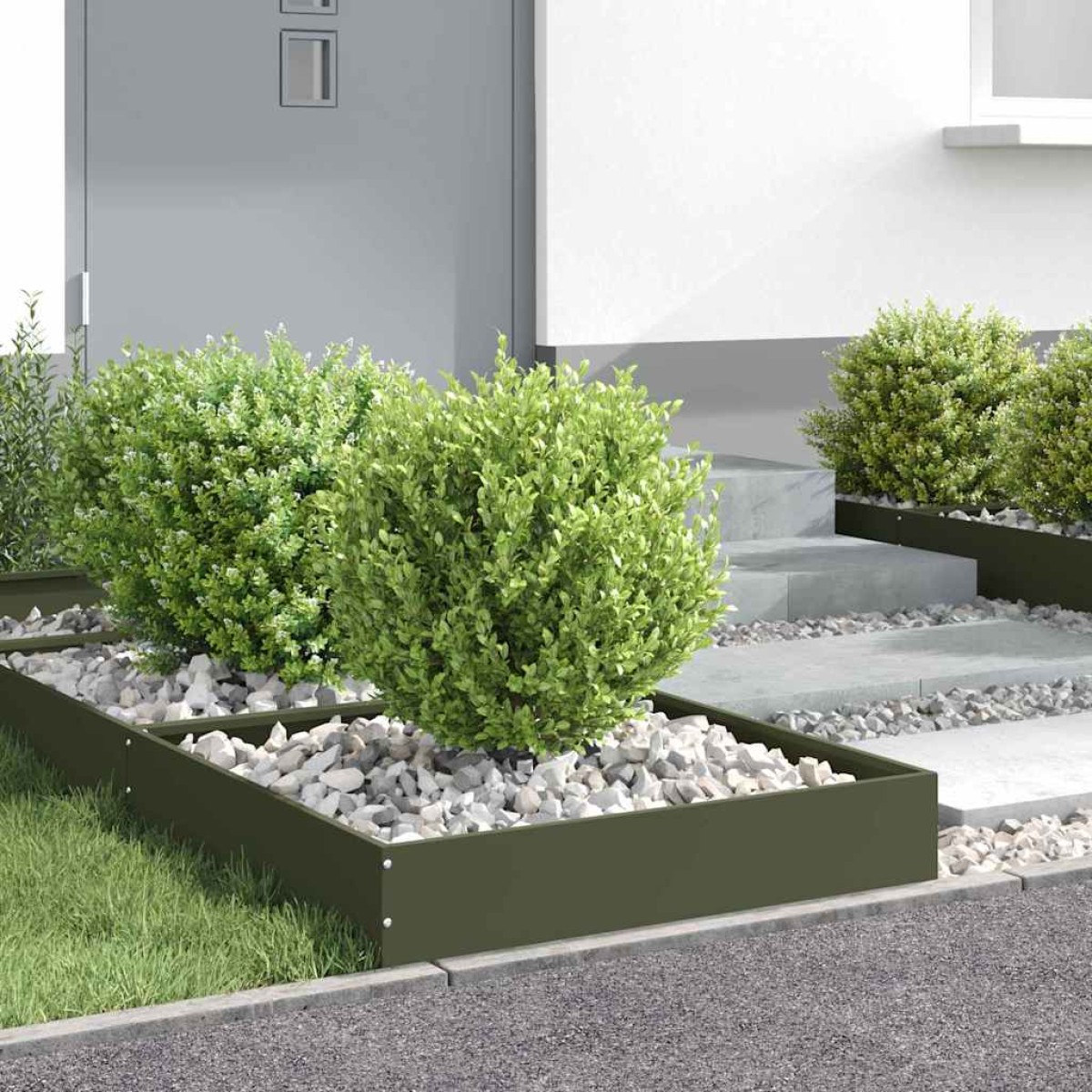 vidaXL Περίγραμμα γκαζόν 6 τμχ. 60 x 60 x 13 εκ Ατσάλι Λαδί