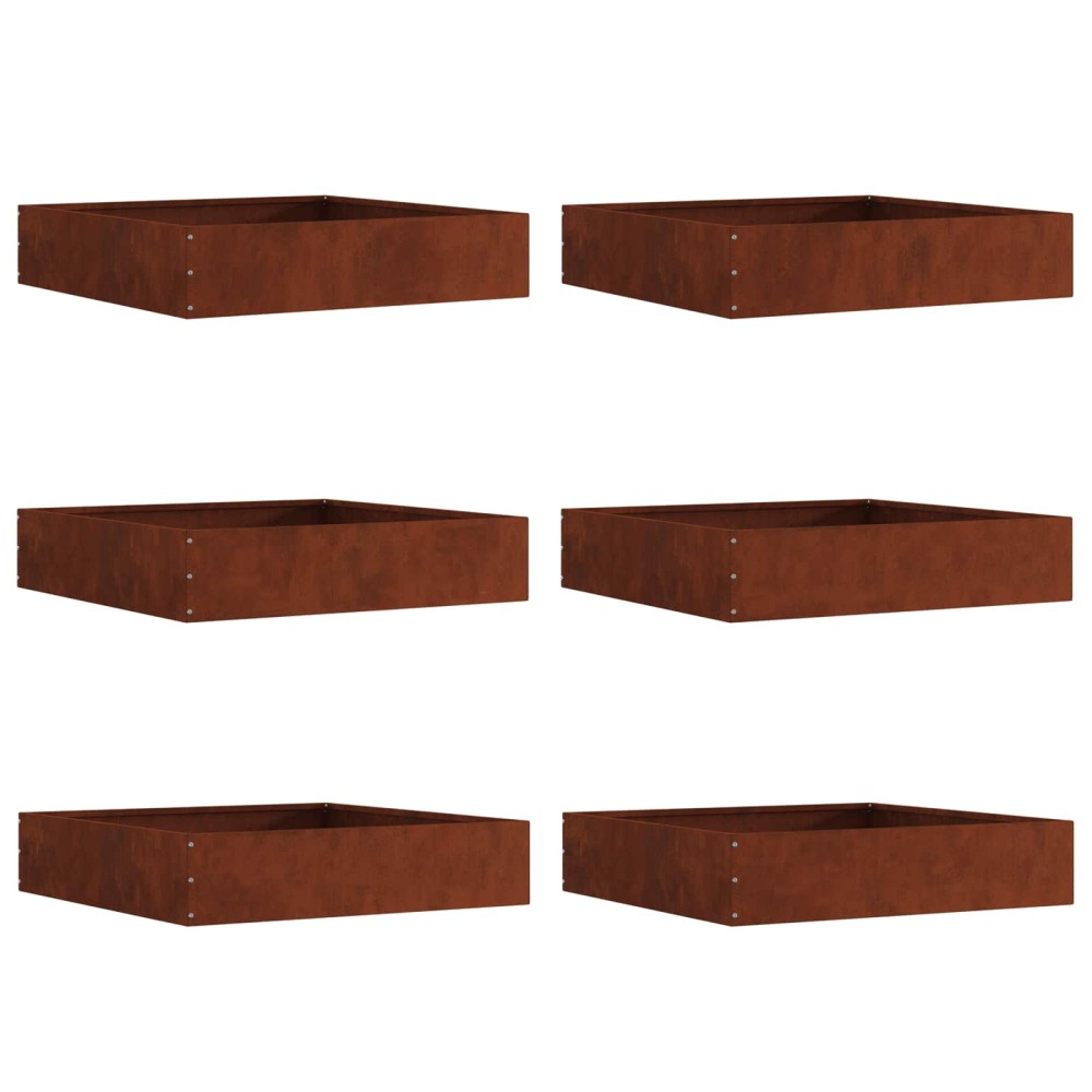 vidaXL Περίγραμμα γκαζόν 6 τμχ. 60 x 60 x 13 εκ Σκ rusty
