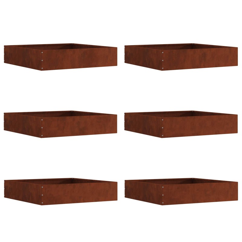 vidaXL Περίγραμμα γκαζόν 6 τμχ. 60 x 60 x 13 εκ Σκ rusty