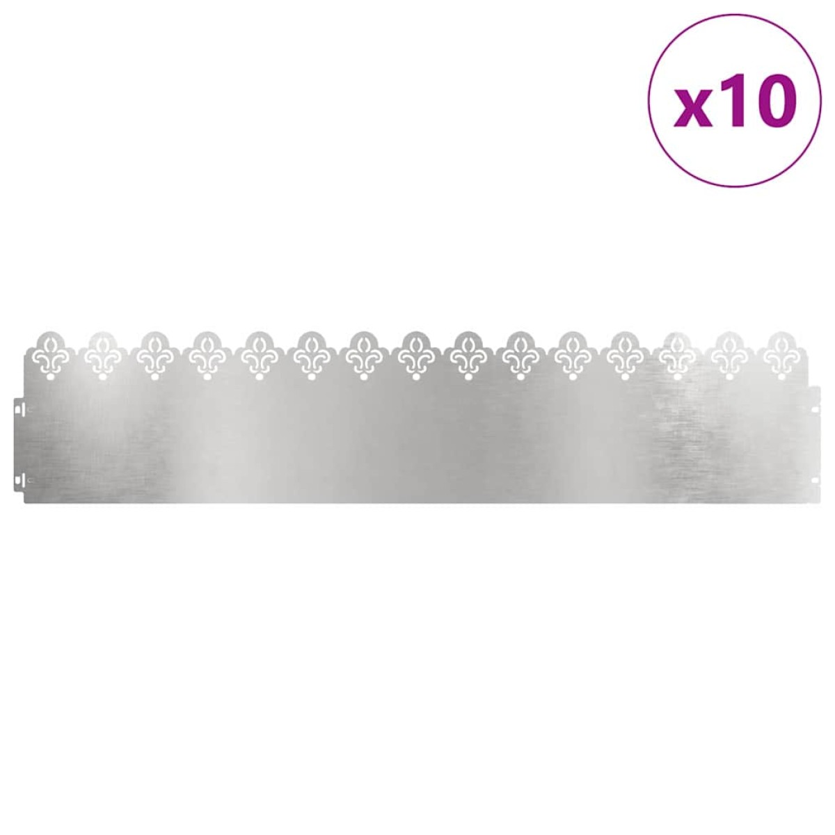 vidaXL Περιγράμματα γκαζόν 10 τμχ. 103 x 0,05 x 22 εκ Ασημί