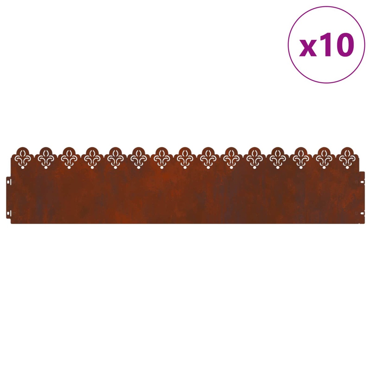 vidaXL Περιγράμματα γκαζόν 10 τμχ. 103 x 0,05 x 22 εκ Σκ rusty