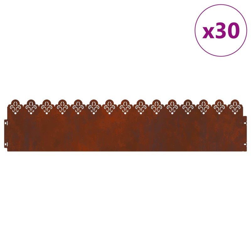 vidaXL Περιγράμματα γκαζόν 30 τμχ. 103 x 0,05 x 22 εκ Σκ rusty