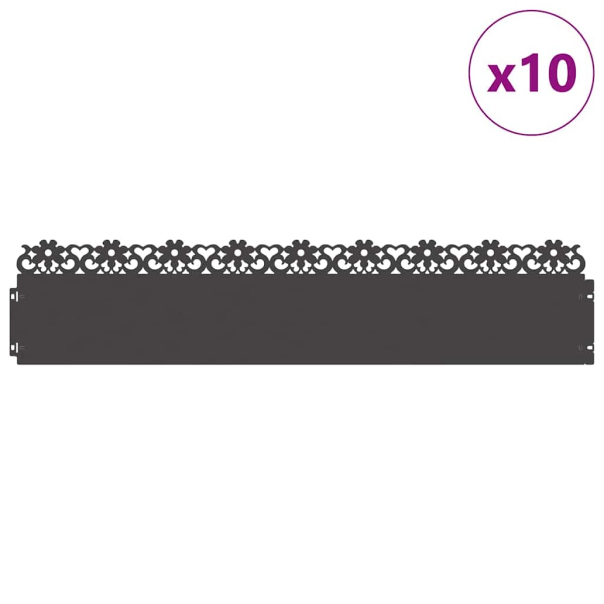 vidaXL Περιγράμματα γκαζόν 10 τμχ. 103 x 0,05 x 22 εκ Ατσάλι Μαύρο