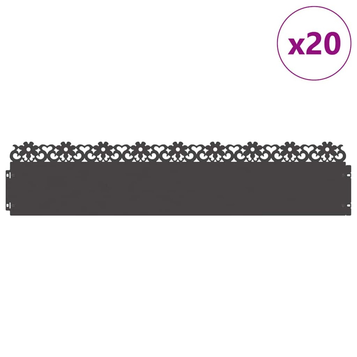 vidaXL Περιγράμματα γκαζόν 20 τμχ. 103 x 0,05 x 22 εκ Ατσάλι Μαύρο