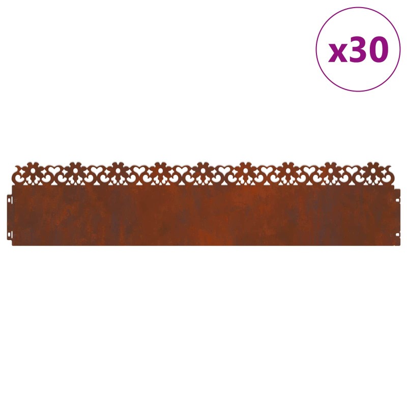 vidaXL Περιγράμματα γκαζόν 30 τμχ. 103 x 0,05 x 22 εκ Σκ rusty