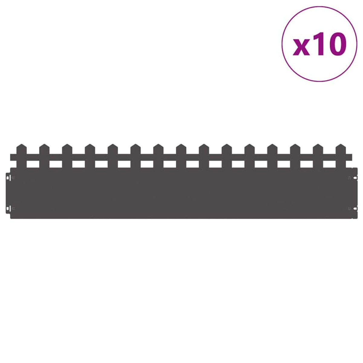 vidaXL Περιγράμματα γκαζόν 10 τμχ. 103 x 0,05 x 22 εκ Ατσάλι Μαύρο