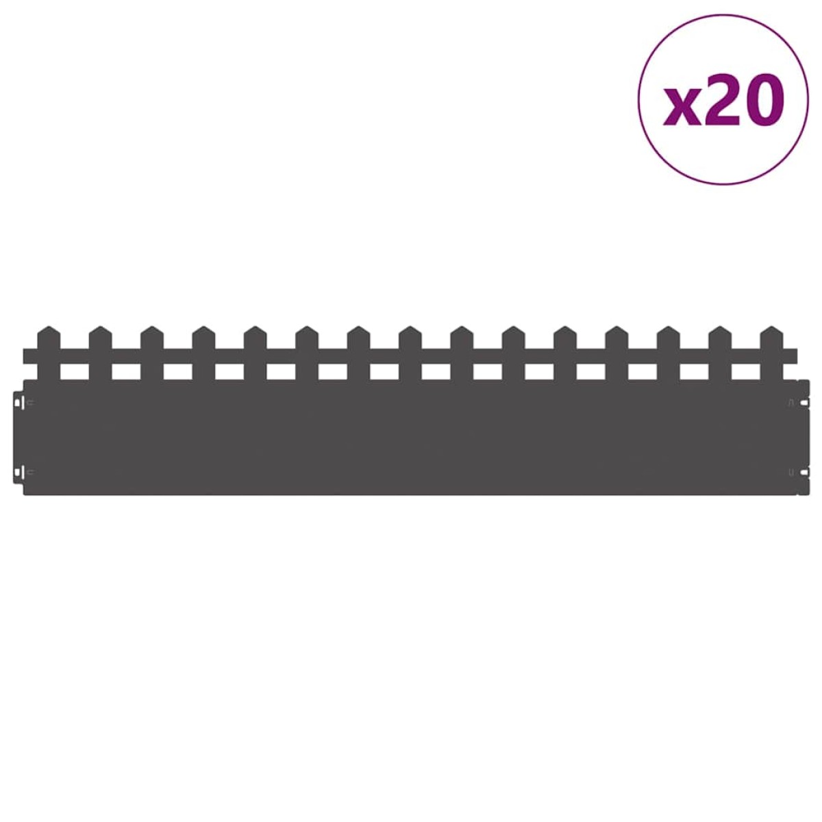 vidaXL Περιγράμματα γκαζόν 20 τμχ. 103 x 0,05 x 22 εκ Ατσάλι Μαύρο