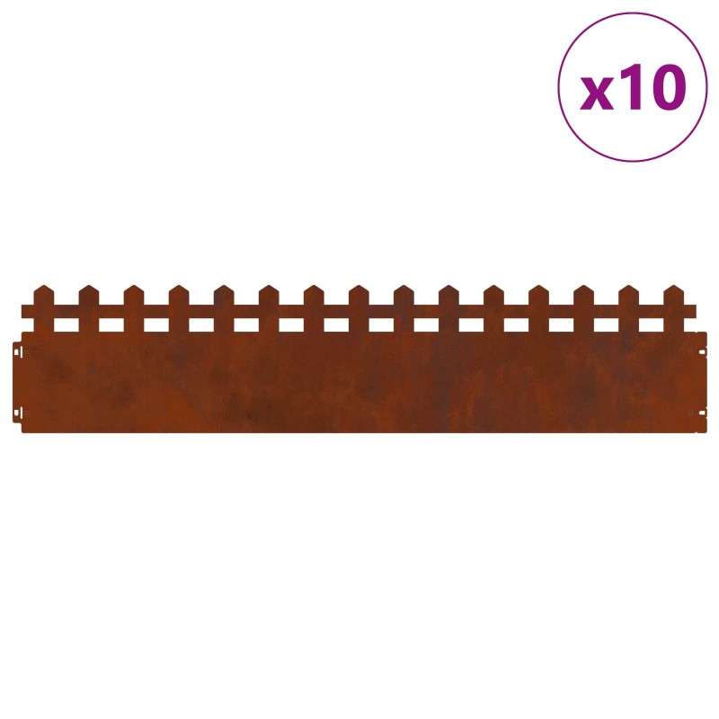 vidaXL Περιγράμματα γκαζόν 10 τμχ. 103 x 0,05 x 22 εκ Σκ rusty