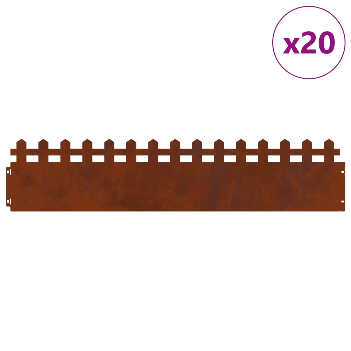 vidaXL Περιγράμματα γκαζόν 20 τμχ. 103 x 0,05 x 22 εκ Σκ rusty
