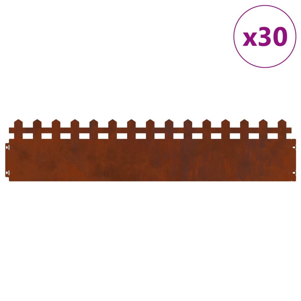 vidaXL Περιγράμματα γκαζόν 30 τμχ. 103 x 0,05 x 22 εκ Σκ rusty