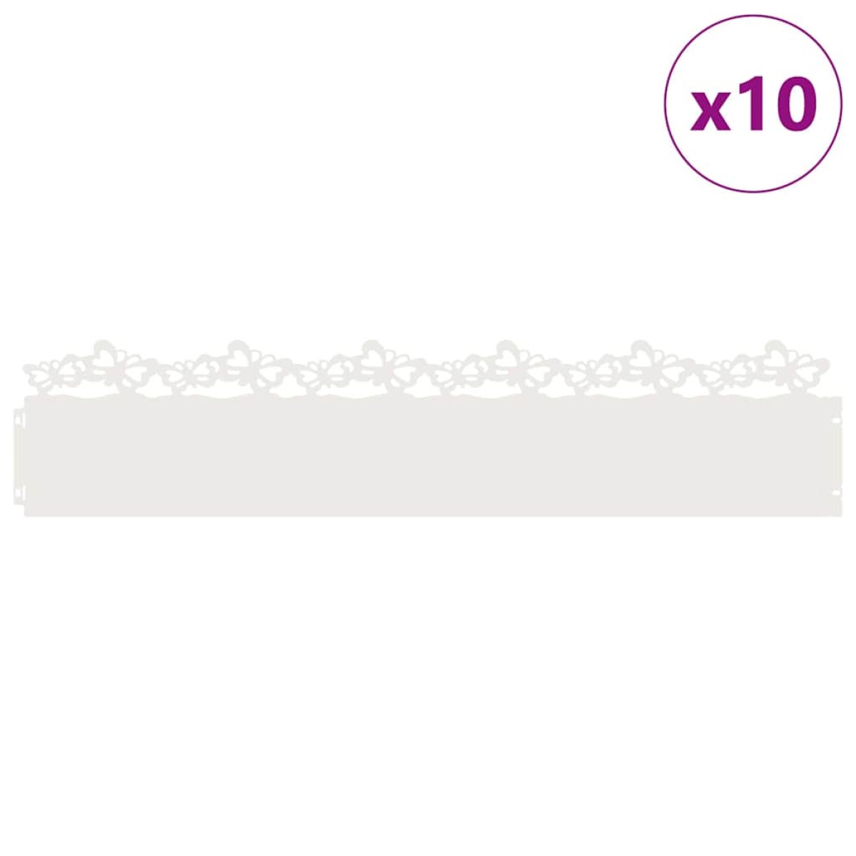 vidaXL Περιγράμματα γκαζόν 10 τμχ. 103 x 0,05 x 22 εκ Ατσάλι Λευκό