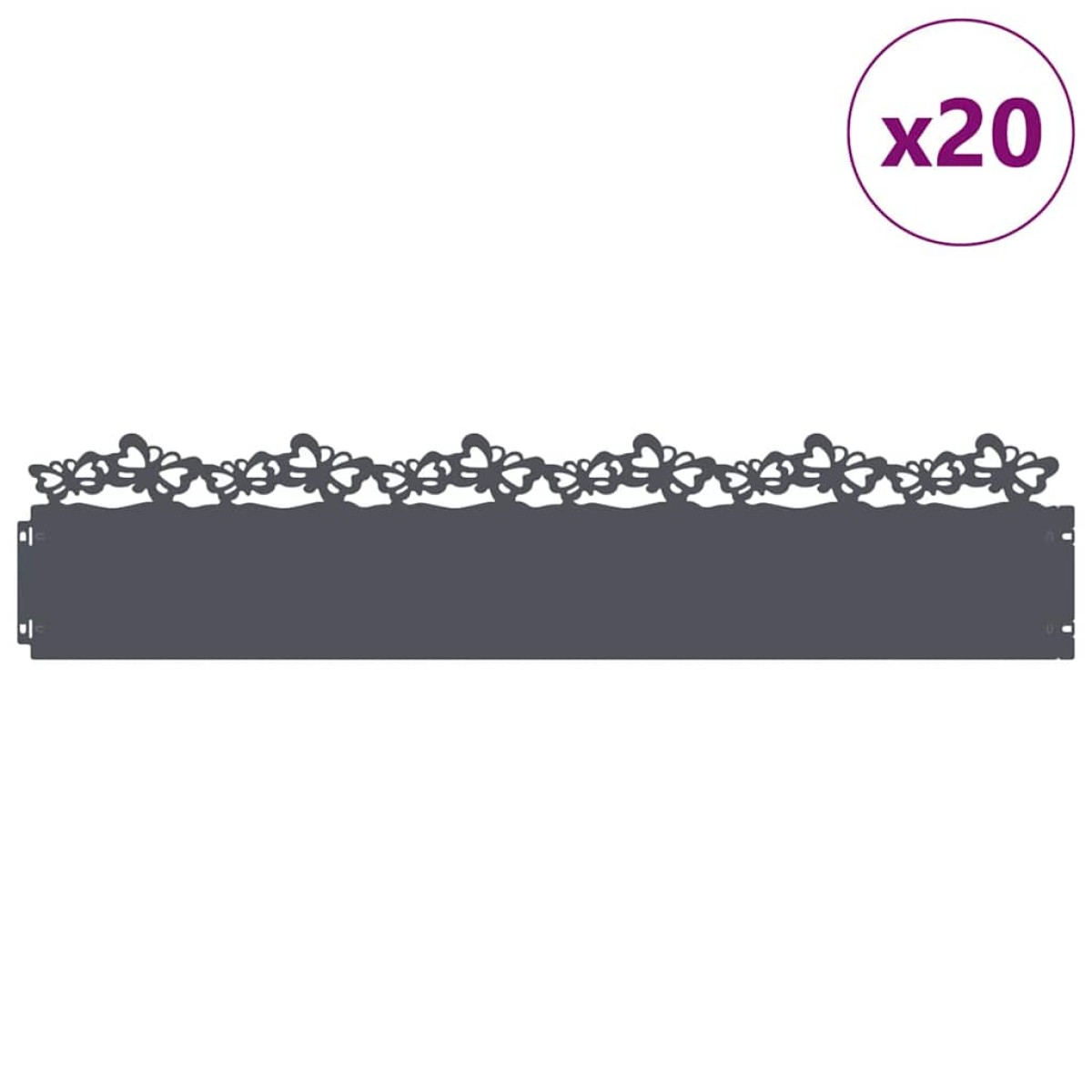 vidaXL Περιγράμματα γκαζόν 20 τμχ. 103 x 0,05 x 22 εκ Ατσάλι Ανθρακί