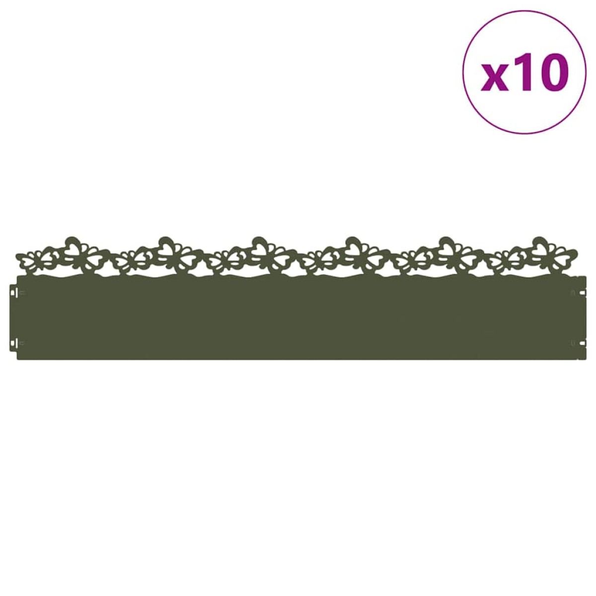 vidaXL Περιγράμματα γκαζόν 10 τμχ. 103 x 0,05 x 22 εκ Ατσάλι Λαδί