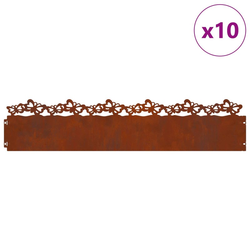 vidaXL Περιγράμματα γκαζόν 10 τμχ. 103 x 0,05 x 22 εκ Σκ rusty