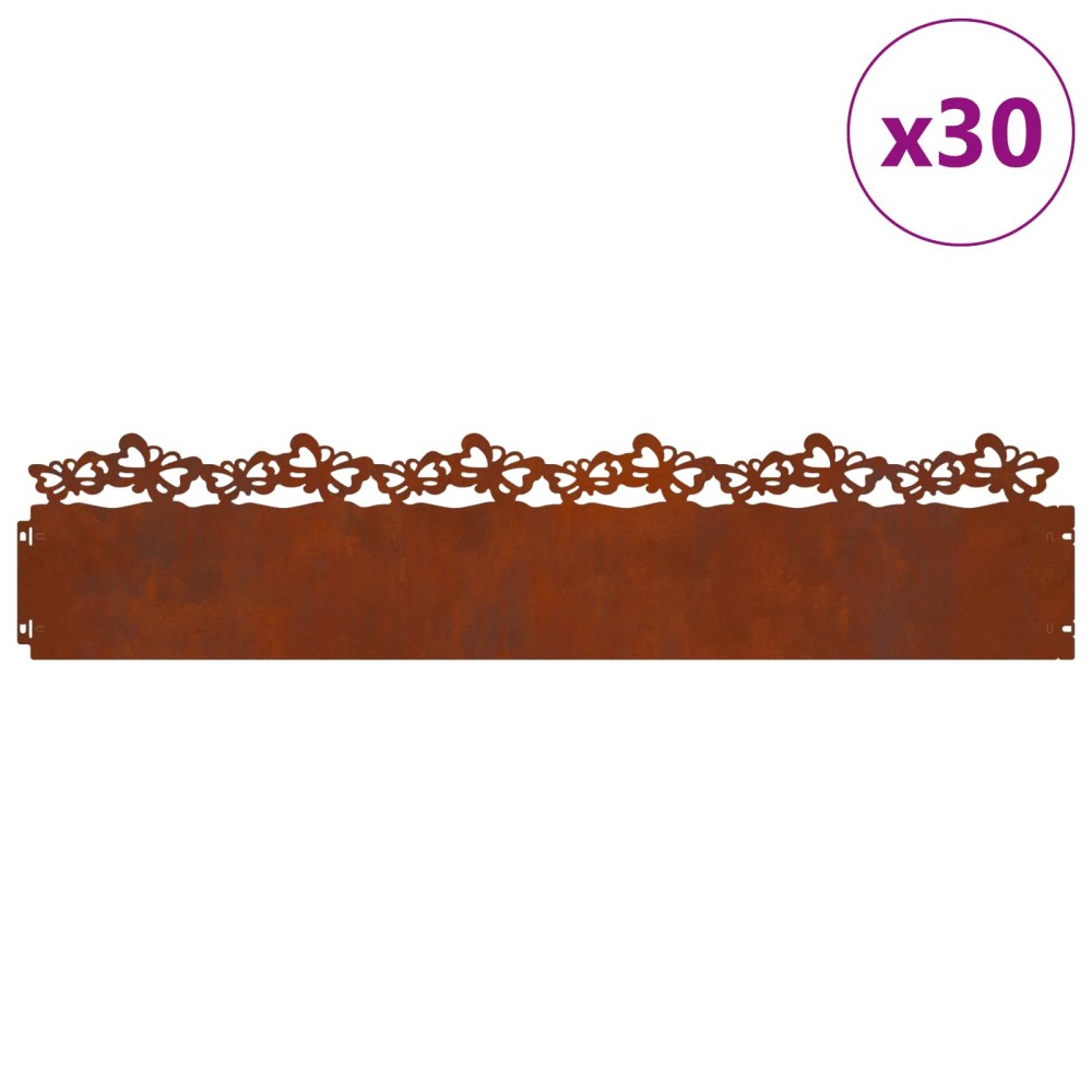 vidaXL Περιγράμματα γκαζόν 30 τμχ. 103 x 0,05 x 22 εκ Σκ rusty