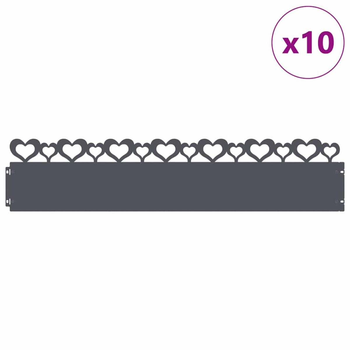 vidaXL Περιγράμματα γκαζόν 10 τμχ. 103 x 0,05 x 22 εκ Ατσάλι Ανθρακί