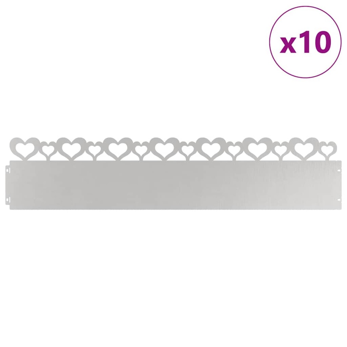 vidaXL Περιγράμματα γκαζόν 10 τμχ. 103 x 0,05 x 22 εκ Ασημί
