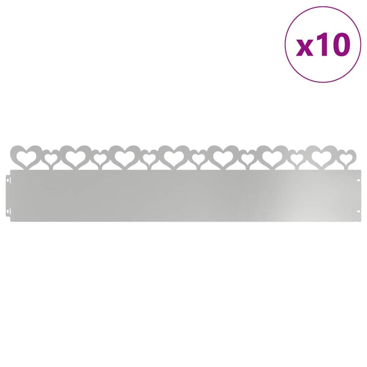 vidaXL Περιγράμματα γκαζόν 10 τμχ. 103 x 0,05 x 22 εκ Ασημί