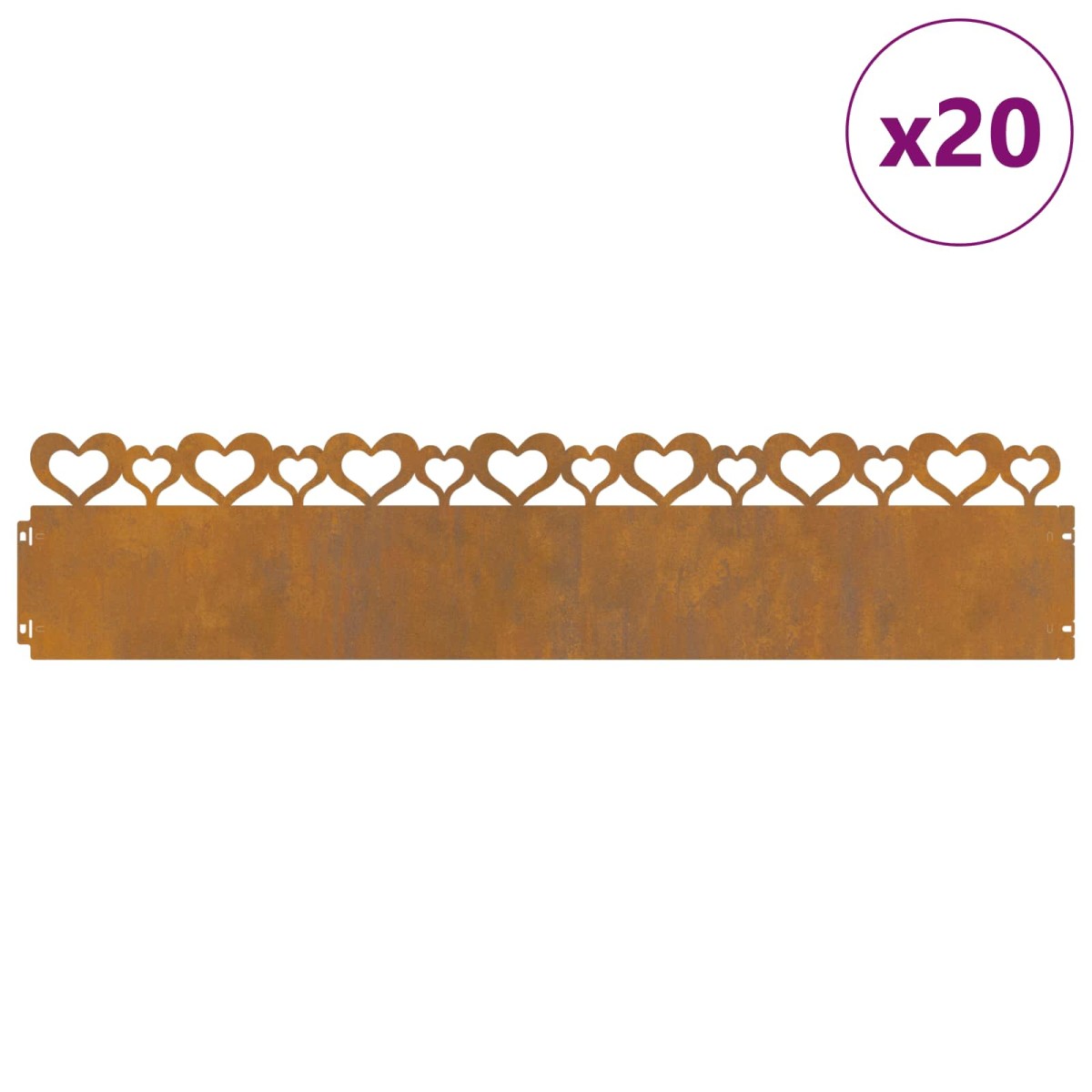 vidaXL Περιγράμματα γκαζόν 20 τμχ. 103 x 0,05 x 22 εκ Σκ rusty