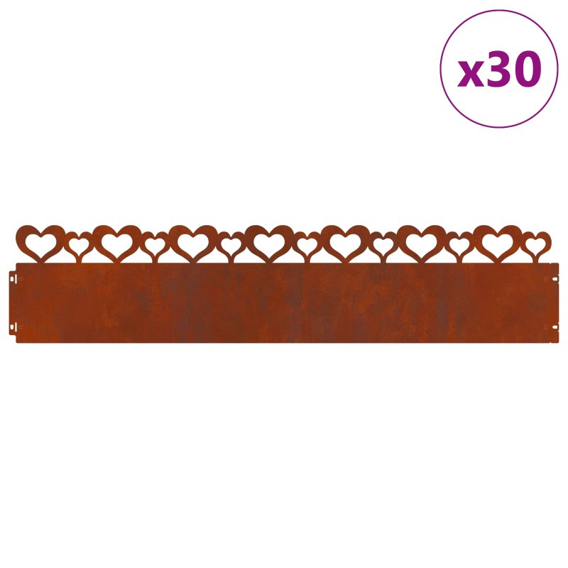 vidaXL Περιγράμματα γκαζόν 30 τμχ. 103 x 0,05 x 22 εκ Σκ rusty