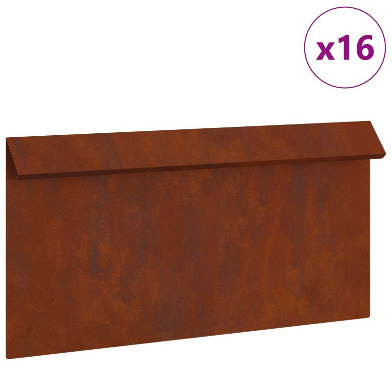 vidaXL Φράκτης σαλιγκαριών 16 τμχ. 50 x 3,5 x 25 εκ Σκ rusty