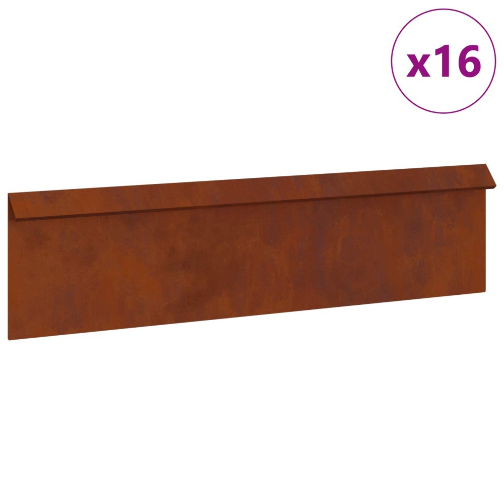 vidaXL Φράκτης σαλιγκαριών 16 τμχ. 100 x 3,5 x 25 εκ Σκ rusty