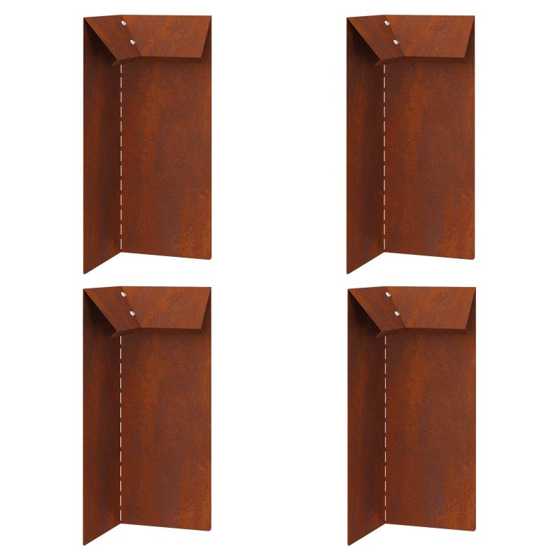 vidaXL Φράκτης σαλιγκαριών 4 τμχ. 10 x 10 x 25 εκ Σκ rusty