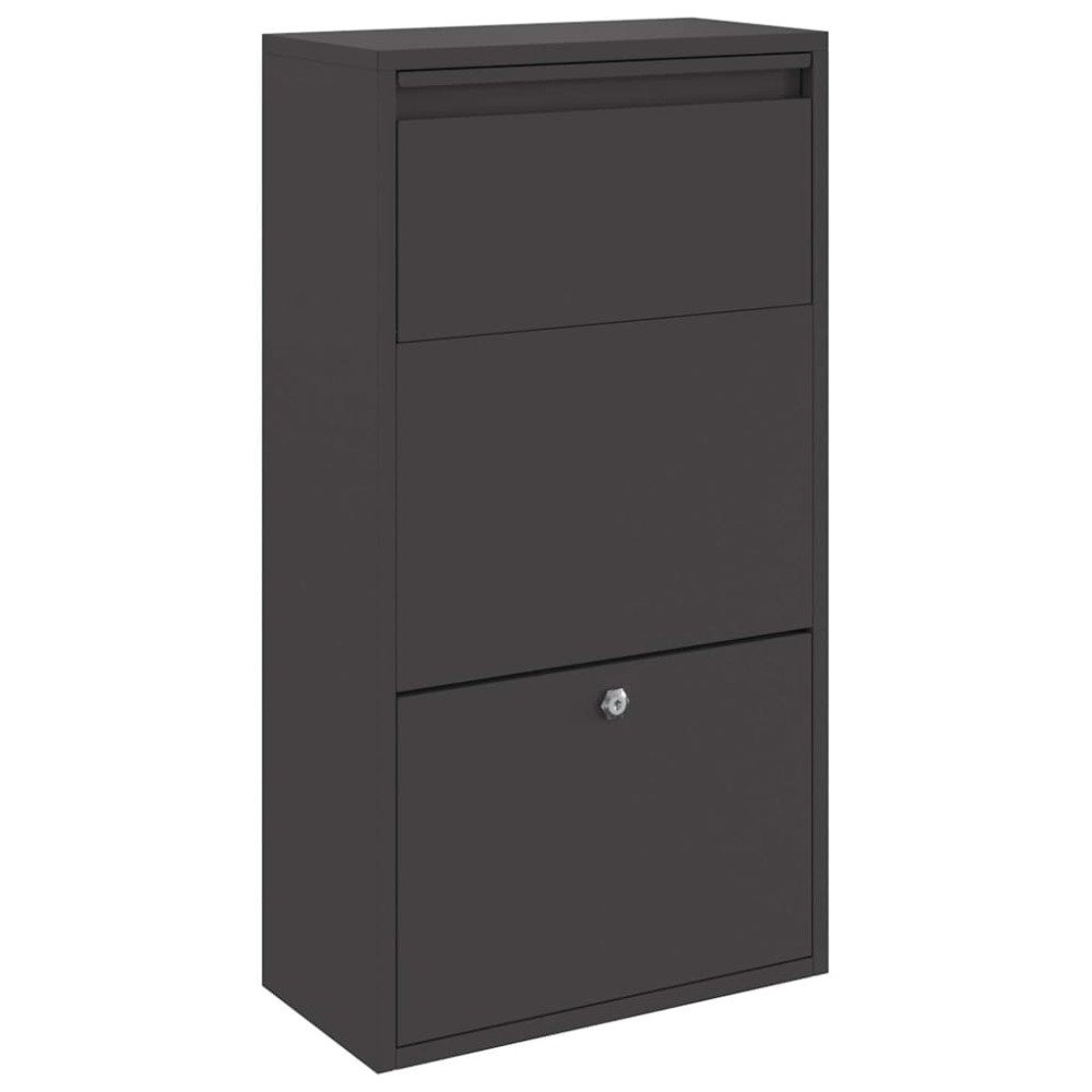 vidaXL Θυρίδα Πακέτων με αποθήκευση Μαύρο 44 x 22 x 82 εκ. Ατσάλι