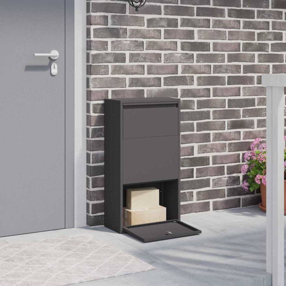 vidaXL Θυρίδα Πακέτων με αποθήκευση Μαύρο 44 x 22 x 82 εκ. Ατσάλι