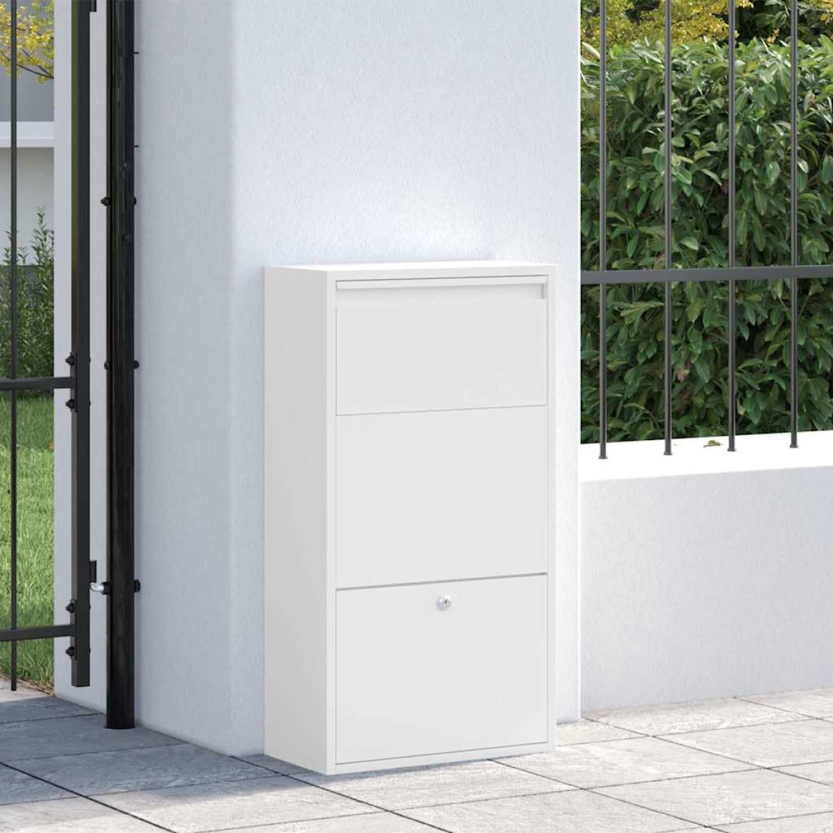 vidaXL Θυρίδα Πακέτων με αποθήκευση Λευκό 44 x 22 x 82 εκ. Ατσάλι
