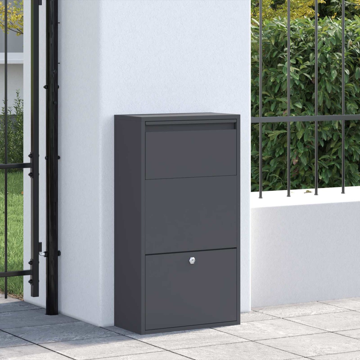 vidaXL Θυρίδα Πακέτων με αποθήκευση Ανθρακί 44 x 22 x 82 εκ. Ατσάλι