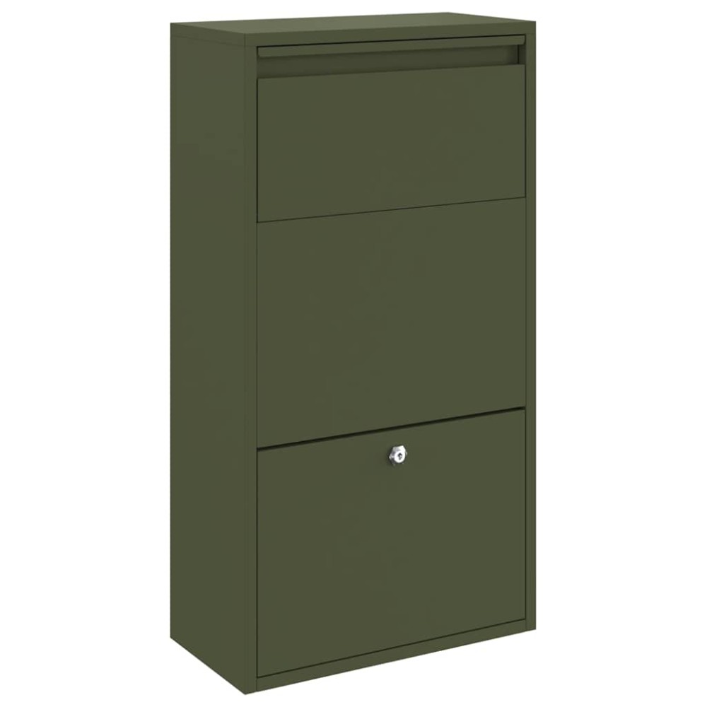 vidaXL Θυρίδα Πακέτων με πόρτα Ελιά Πράσινη 44 x 22 x 82 εκ. Ατσάλι