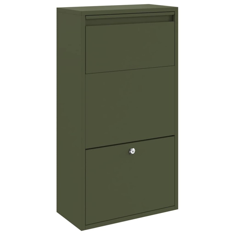 vidaXL Θυρίδα Πακέτων με πόρτα Ελιά Πράσινη 44 x 22 x 82 εκ. Ατσάλι