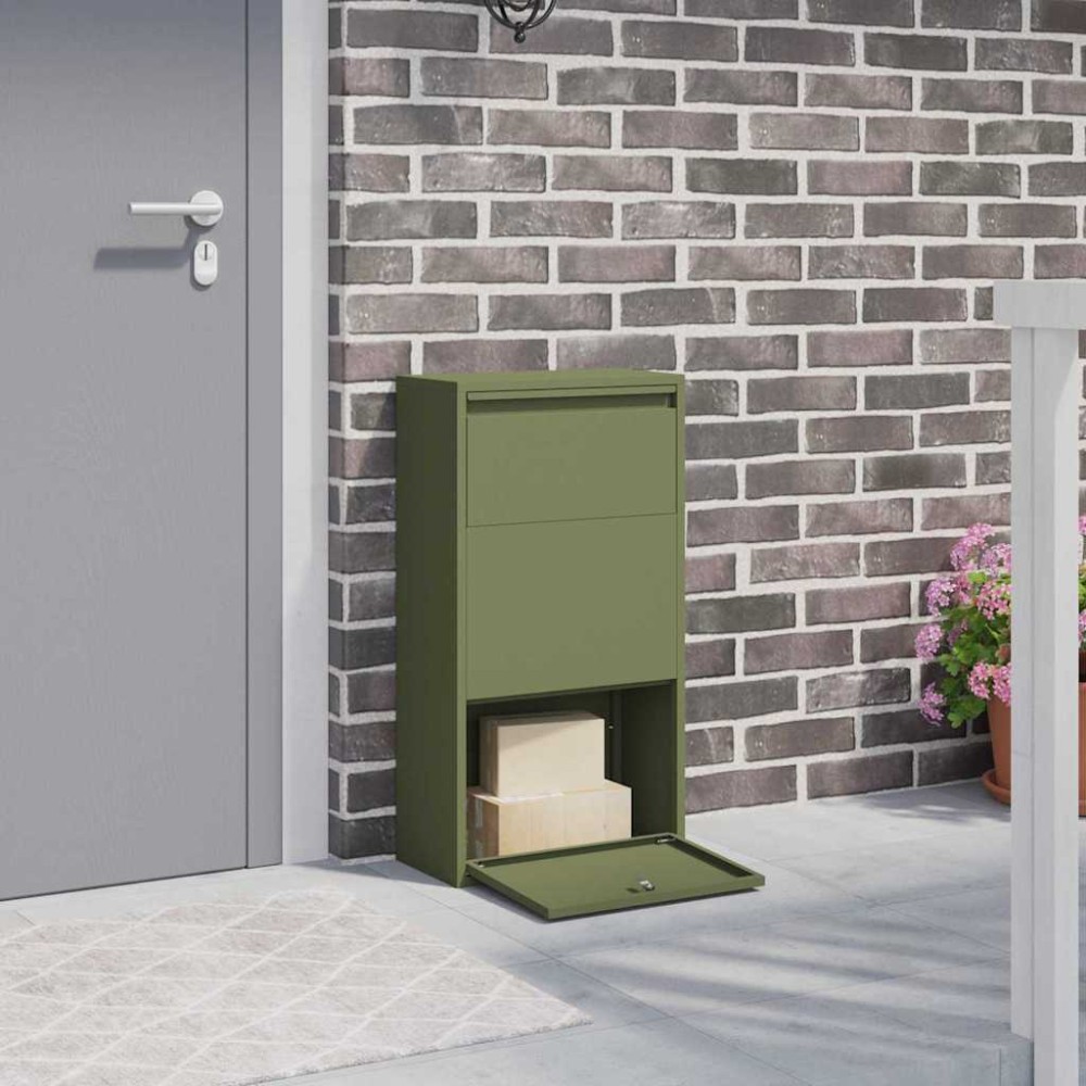 vidaXL Θυρίδα Πακέτων με πόρτα Ελιά Πράσινη 44 x 22 x 82 εκ. Ατσάλι