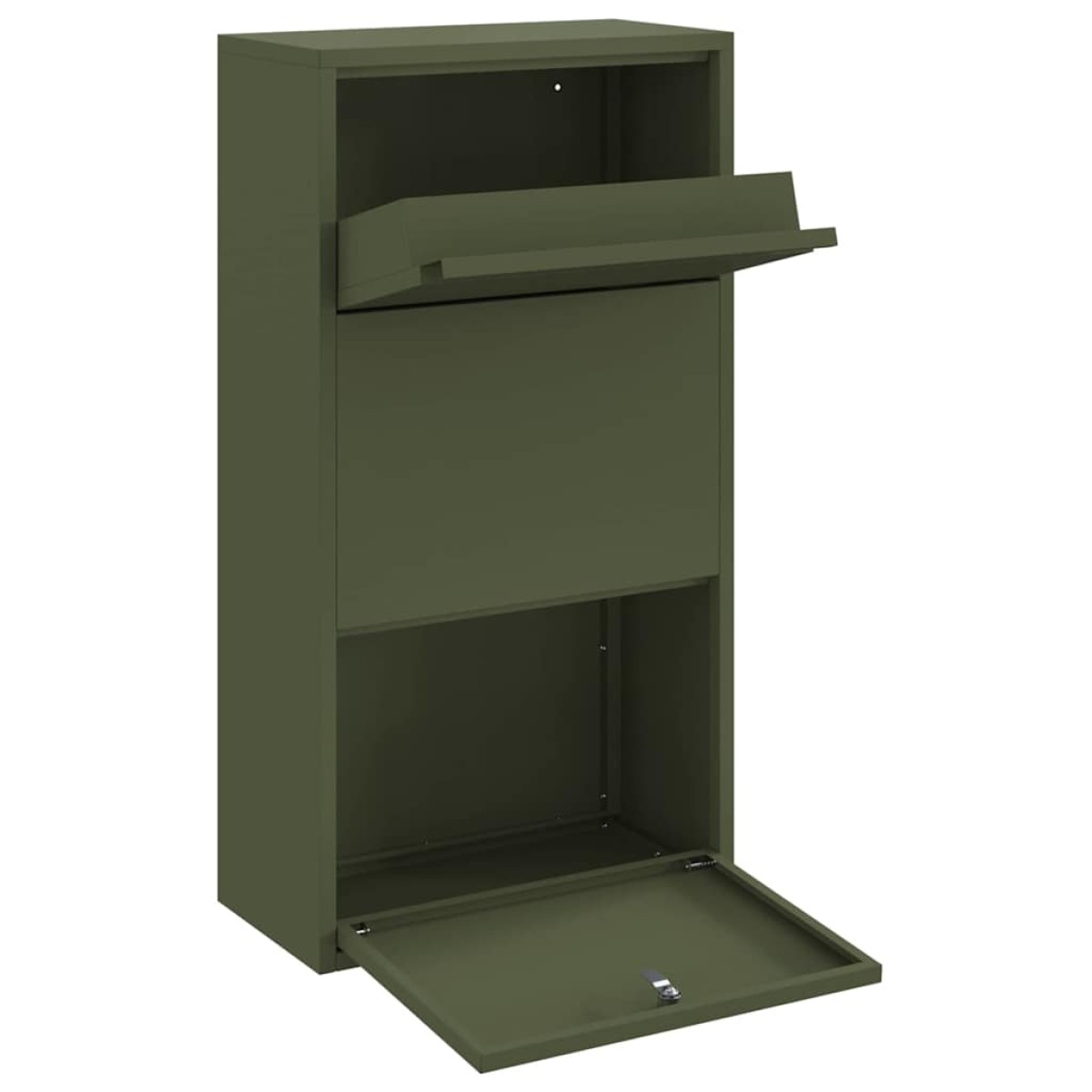 vidaXL Θυρίδα Πακέτων με πόρτα Ελιά Πράσινη 44 x 22 x 82 εκ. Ατσάλι