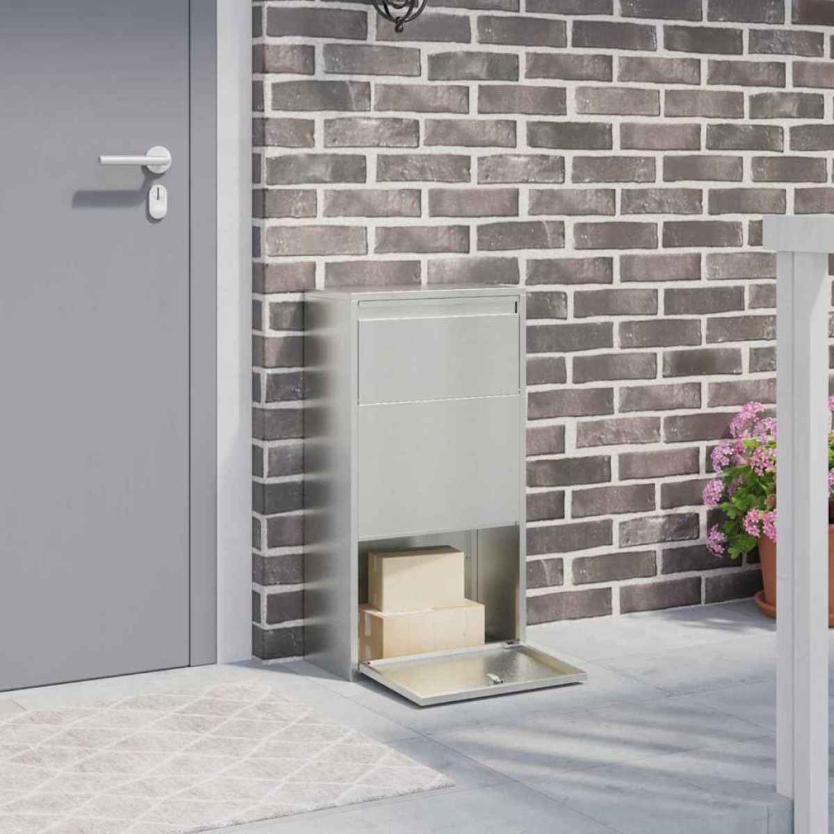 vidaXL Θυρίδα Πακέτων Ασημί 44 x 22 x 82 εκ. Επικαλυμμένος Χάλυβας