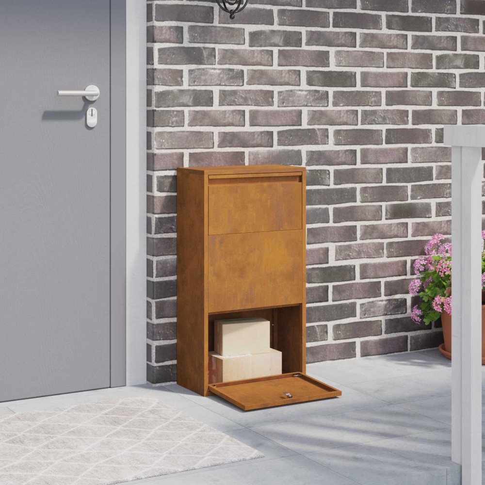 vidaXL Θυρίδα Πακέτων με αποθήκευση με πόρτα Σκ rusty 44 x 22 x 82 εκ.
