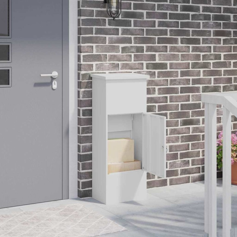 vidaXL Θυρίδα Πακέτων με αποθήκευση Λευκό 44,5 x 29 x 110,5 εκ Ατσάλι