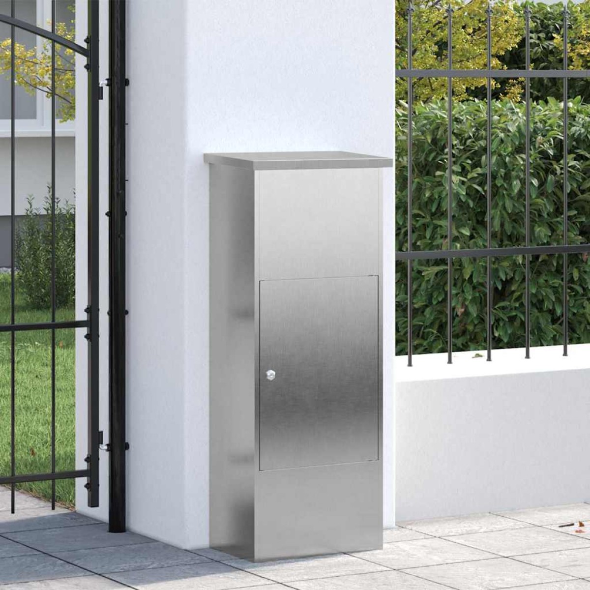 vidaXL Θυρίδα Πακέτων Ασημί 44,5 x 29 x 110,5 εκ Ανοξείδωτο ατσάλι
