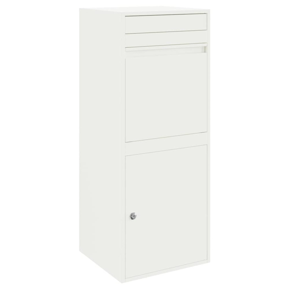 vidaXL Θυρίδα Πακέτων με αποθήκευση Λευκό 47,5 x 38 x 59 εκ. Ατσάλι