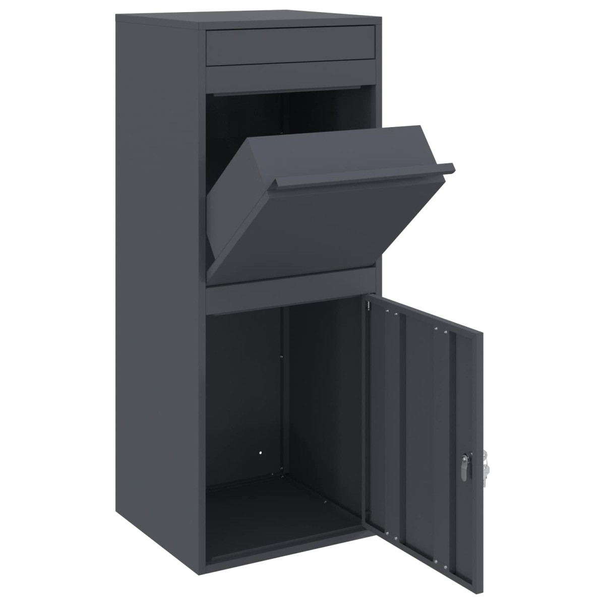 vidaXL Θυρίδα Πακέτων με αποθήκευση Ανθρακί 47,5 x 38 x 59 εκ. Ατσάλι