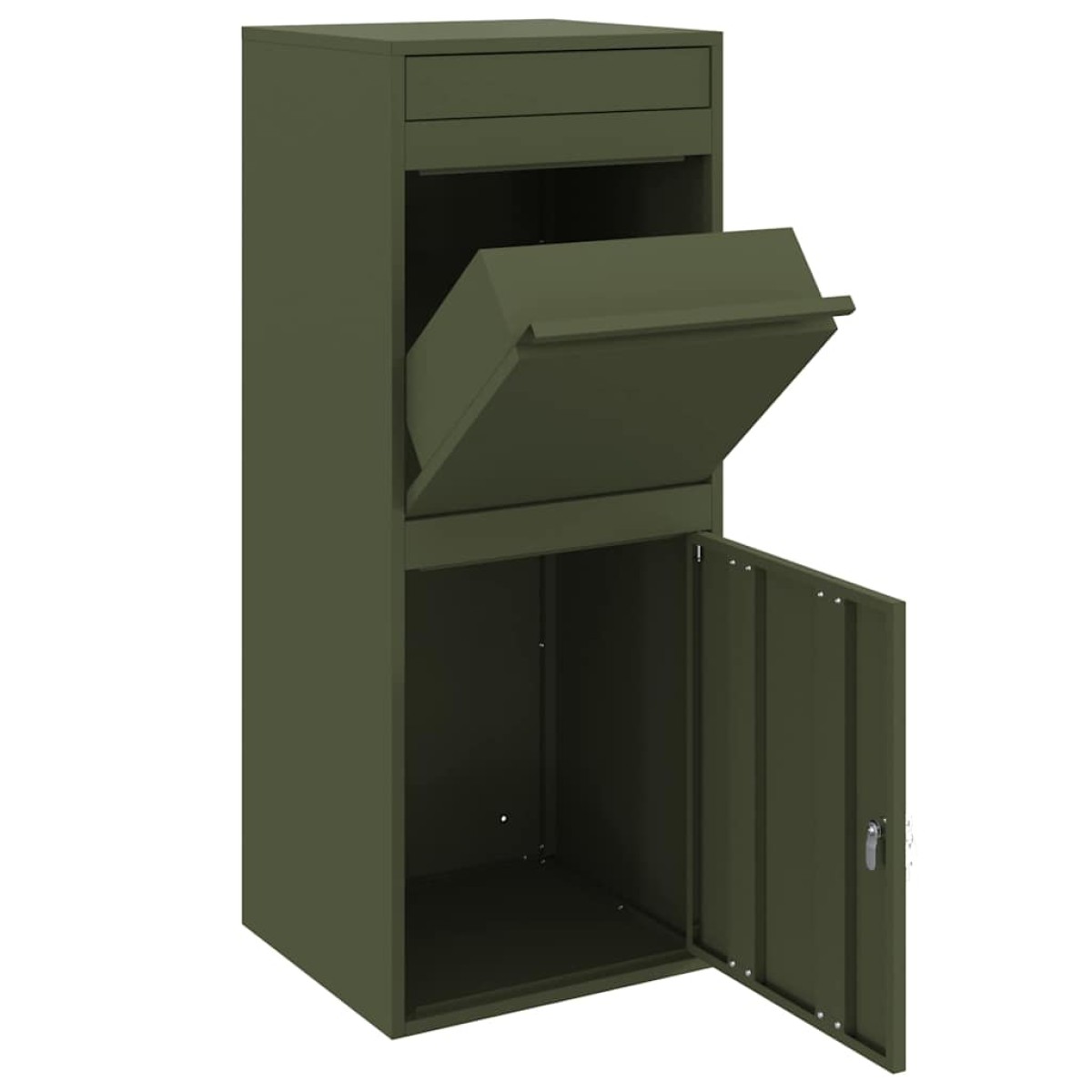 vidaXL Θυρίδα Πακέτων με αποθήκευση Λαδί 47,5 x 38 x 59 εκ. Ατσάλι