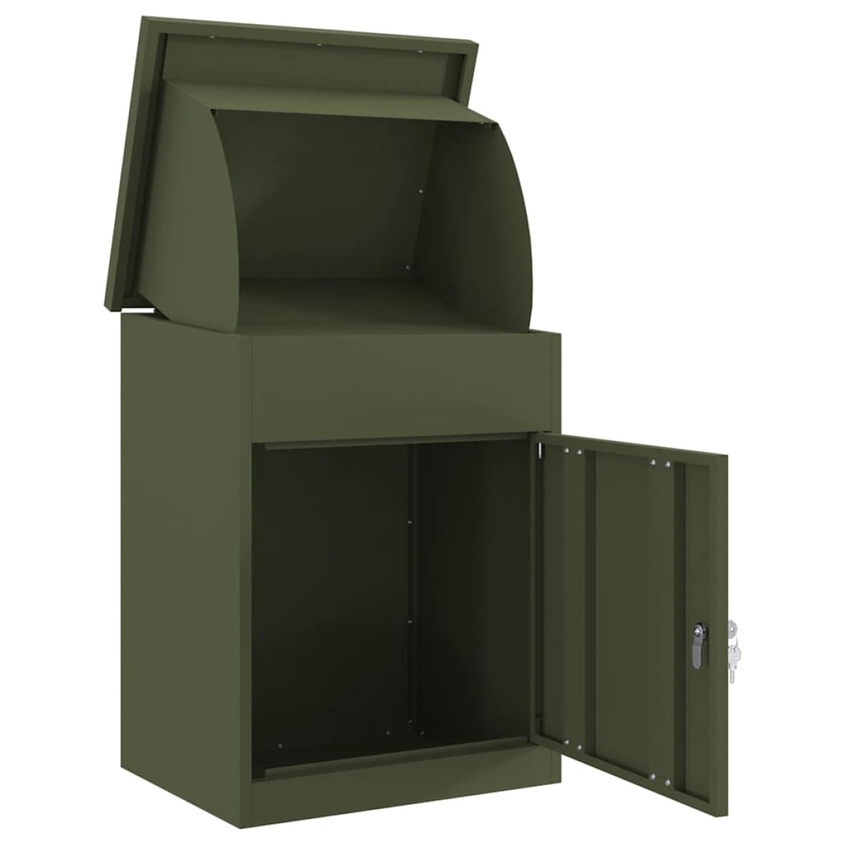 vidaXL Θυρίδα Πακέτων με αποθήκευση Λαδί 47,5 x 38 x 59 εκ. Ατσάλι