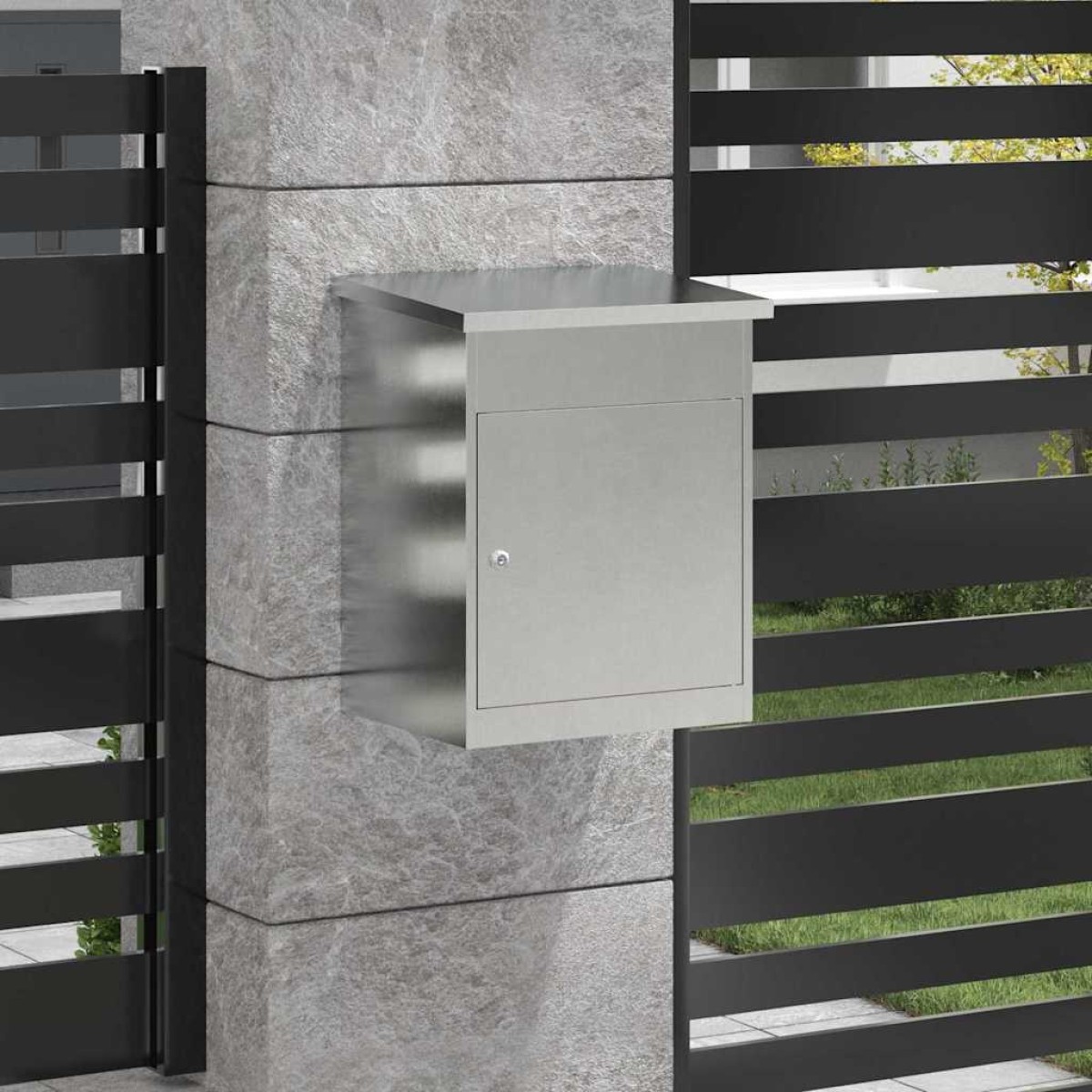 vidaXL Θυρίδα Πακέτων Ασημί 47,5 x 38 x 59 εκ. Ανοξείδωτο ατσάλι