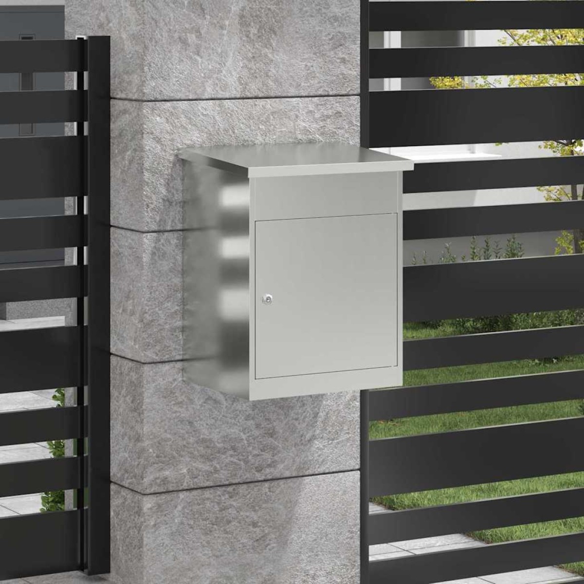 vidaXL Θυρίδα Πακέτων Μαύρο 47,5 x 38 x 59 εκ. Επικαλυμμένος Χάλυβας