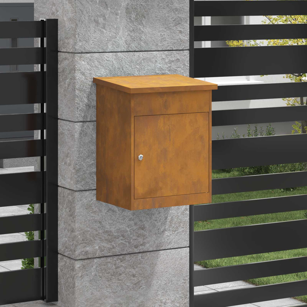 vidaXL Θυρίδα Πακέτων με αποθήκευση Σκ rusty 47,5 x 38 x 59 εκ.