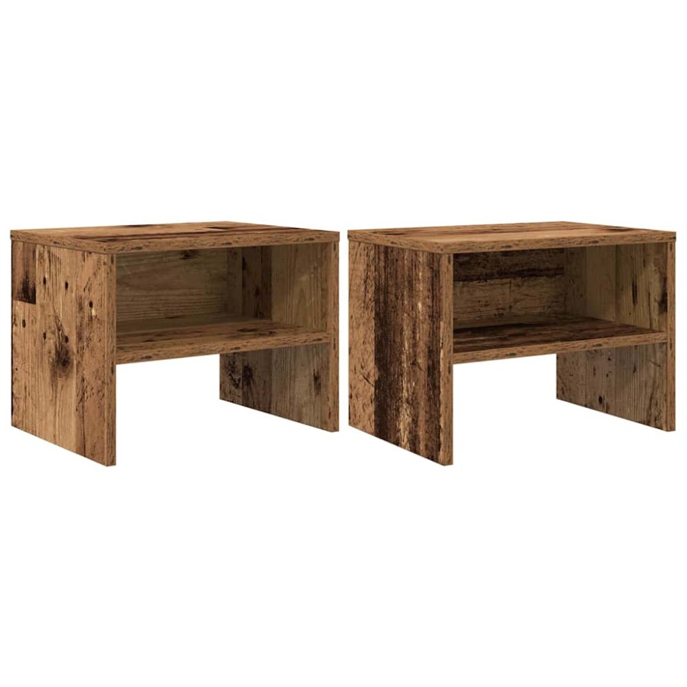 vidaXL Κομοδίνο 2 τεμ. Παλαιό ξύλο 40 x 40 x 30 cm Επεξεργασμένο Ξύλο