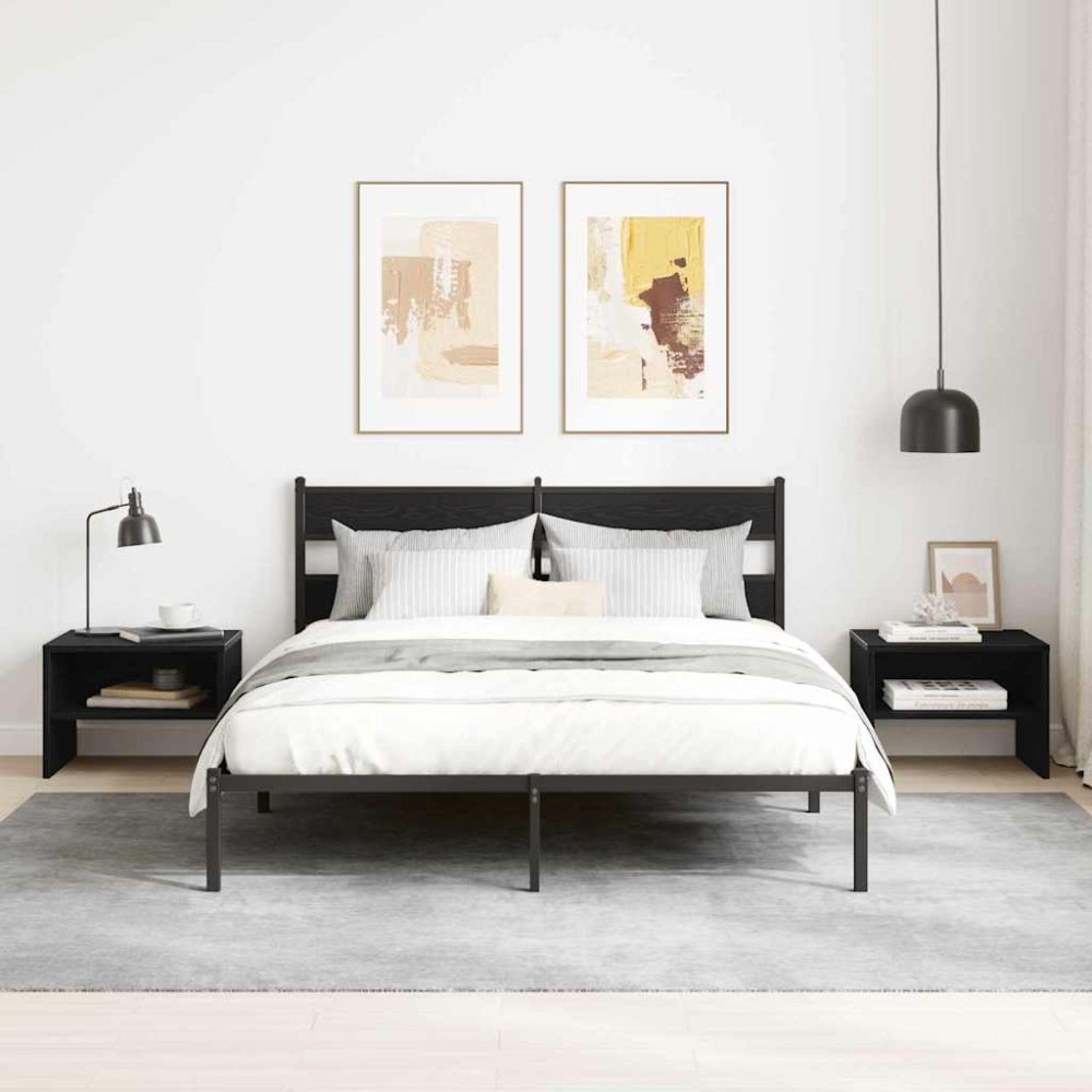 vidaXL Κομοδίνο 2 τεμ. Μαύρη δρυς 40 x 40 x 30 cm Επεξεργασμένο Ξύλο