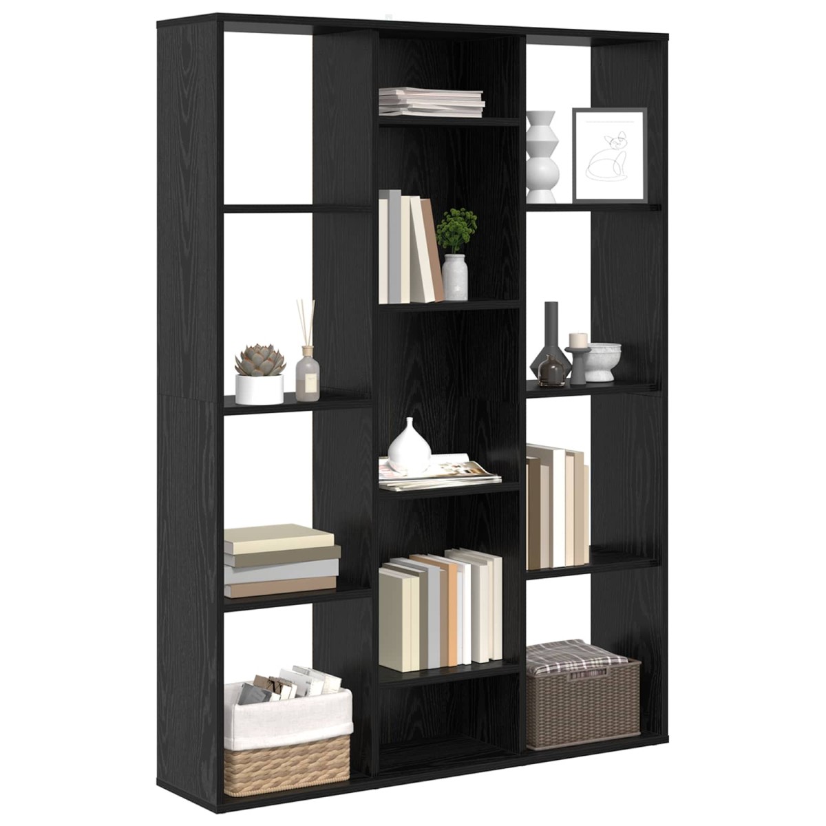 vidaXL Διαχωριστικό Δωματίου Μαύρη Οξυά 100 x 24 x 140 εκ.