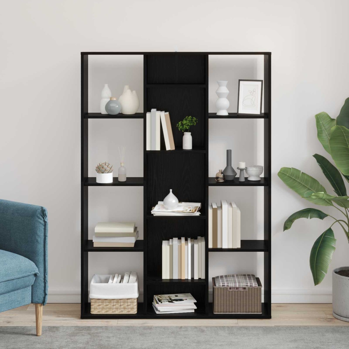 vidaXL Διαχωριστικό Δωματίου Μαύρη Οξυά 100 x 24 x 140 εκ.
